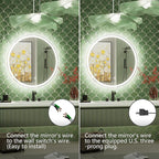 20 Inch Round LED Bathroom Mirror,Front & Backlit Lighted Bathroom Vanity Mirror, 6000K, CRI 90+, Dimmable, Touch, Anti-Fog