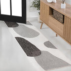 JONATHAN Y Geometric Organic Shapes Indoor Outdoor Runner Rug 2X8 Cream/Black, Zia Modern for Backyard, Patio, Porch, Easy-Cleaning, High Traffic, Pet-Friendly, Non-Shedding (TSN306A-28)