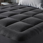 Ultra Soft King Size Mattress Topper - Viscose Made from Bamboo Pillow Top Mattress Pad for Back Pain Relief - Naturally Cooling for Hot Sleepers, Black
