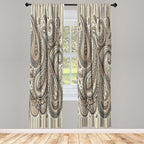 Ambesonne Paisley Curtains, Delicate Bohemian Leafy Motives on Stripes in Neutral Muted Colors, Window Treatments 2 Panel Set for Living Room Bedroom, Pair of - 28" x 63", Warm Taupe Ivory and Sepia