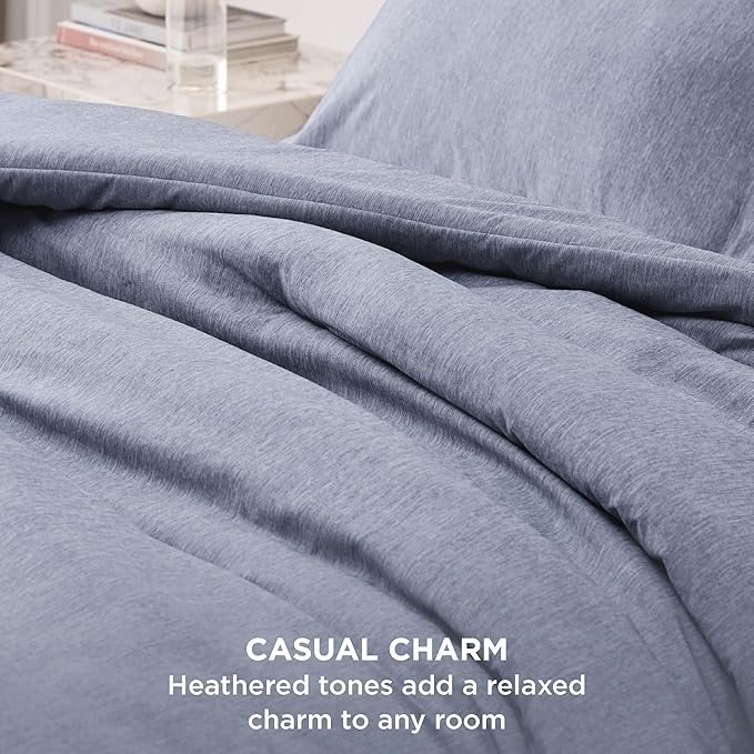 Bedsure Twin/Twin XL Comforter Set - Navy Blue Soft Bedding for All Seasons, Cationic Dyed Bed Set, 2 Pieces, 1 Twin Size Comforter (68"x88") and 1 Pillow Sham (20"x26"+2")