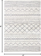 SAFAVIEH Arizona Shag Collection Accent Rug - 4' x 6', Ivory & Grey, Moroccan Design, Non-Shedding & Easy Care, 1.6-inch Thick Ideal for High Traffic Areas in Entryway, Living Room, Bedroom (ASG741F)