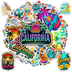 100 PCS California Travel Stickers Pack, Vinyl Waterproof Decals of Beaches Cities Landmarks Food Culture, Fun Gift for Kids Teens Adults Laptop Water Bottle Scrapbook Luggage Car