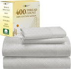 California Design Den Queen Sheet Set - 400 Thread Count Sateen, Natural 100% Cotton Sheet Set Queen Size, Deep Pocket Cooling and Durable Bedding - Taupish-Sage Crosshatch