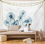 Ambesonne Flower Tapestry by Ambesonne, Unusual Image of Dandelions on Simple Background Uv Style Negative of Nature Art, Wall Hanging for Bedroom Living Room Dorm, 40 W X 60 L Inches, Teal White