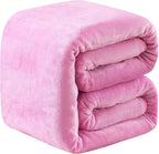 Fleece Blankets Travel Size for All Season 350GSM - Premium Lightweight Anti-Static Throw for Bed Extra Soft Brush Fabric Warm Sofa Thermal Blanket 50" x 61"(Pink Travel)