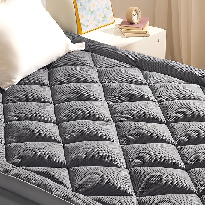 SLEEP ZONE Extra Thick Full Mattress Topper for Back Pain, Plush Breathable Thick Mattress Pad Cover, Down Alternative Soft Bed Topper with Elastic Fitted Deep Pocket