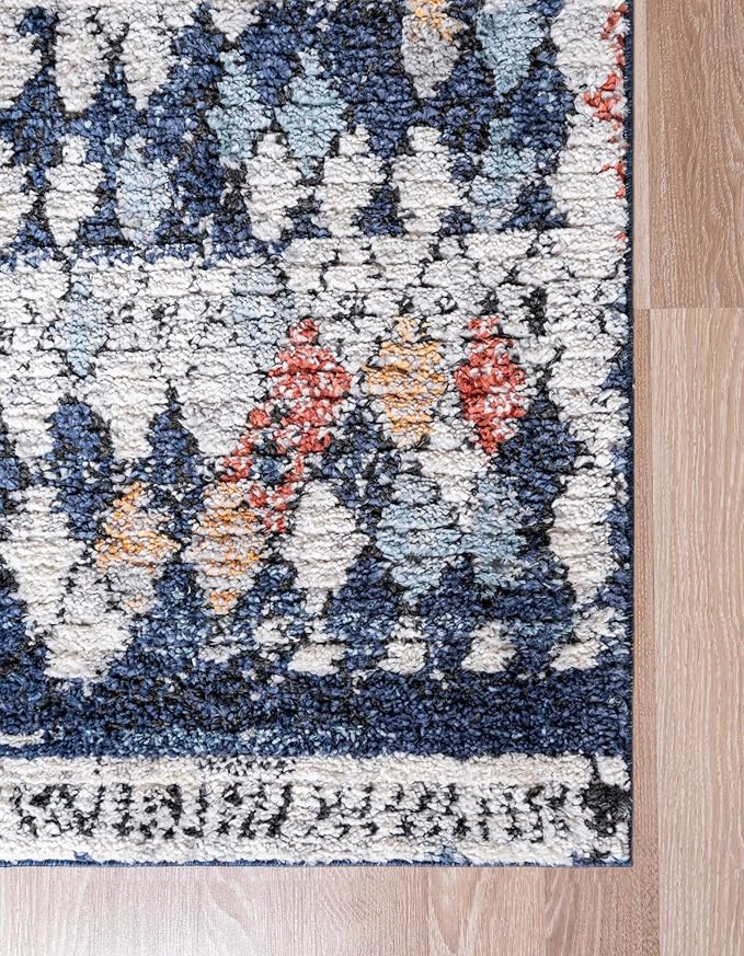 Rugs.com Morocco Collection Rug – 5' x 8' Navy Blue High-Pile Rug Perfect for Living Rooms, Large Dining Rooms, Open Floorplans