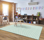 Flagship Carpets Schoolgirl Style Mint Checkerboard Educational Area Rug for Kids Room Seating Décor, Children's Classroom, Play Carpet for Teaching and Playroom, 7'6" x 12', Green