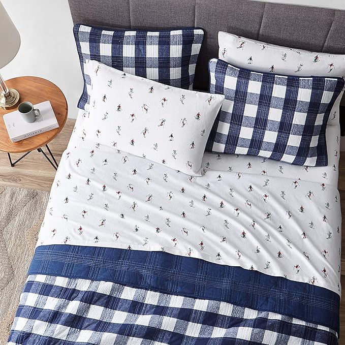 Eddie Bauer - Full Sheets, Cotton Flannel Bedding Set, Brushed for Extra Softness, Cozy Home Decor (Ski Slope, Full)