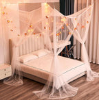 Mengersi Bed Canopy with Lights,Maple Leaf Pumpkin Canopy Bed Curtains Mosquito net,Halloween Theme Party Supplies Festival Decor,White