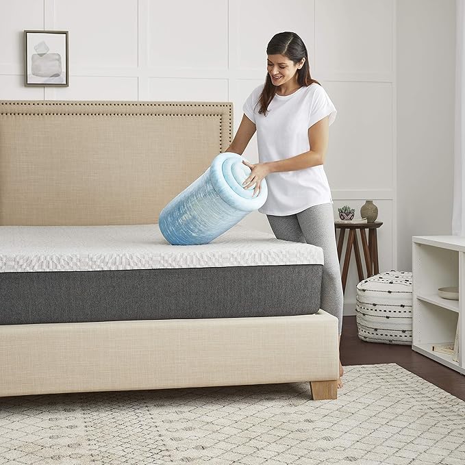 4" SealyChill™ Gel + Comfort Memory Foam Mattress Topper with Pillowtop Washable Allergen Resistant Cover, Queen (F02-00161-QN0), White