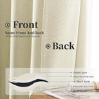 KangBang 102 Inches Long Cream Blackout Linen Curtains, Back Tab Rod Pocket Pleated UV Protection Curtains for Bedroom, Aesthetic Viral Drapes 2 Panels for Hotel Office,52x102