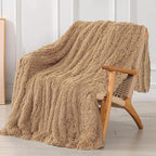 Tuddrom Decorative Extra Soft Faux Fur Blanket Twin Size,Solid Reversible Fuzzy Lightweight Long Hair Shaggy Blanket,Fluffy Plush Fleece Comfy Microfiber Throw Blanket for Couch Sofa Bed,Camel