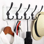 WEBI Coat Rack Wall Mount,Wood Coat Hooks Wall Mounted Coat Hanger,16" Hole to Hole,Wall Hook Rack Rail,5 Triple Hooks for Hanging Coats,Clothes,Jacket,Hats,Entryway,Black/White,2 Packs