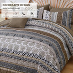 Cottolester Brown Comforter Set King Size,Boho Fall Bed in a Bag 8 Pieces,Paisley Soft Microfiber Bedding Comforter Set