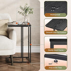 WLIVE Black Side Table Set of 2, C Shaped End Table Sets, Small Sofa Side Tables Bedroom, Living Room, Home Office, 2-Tier Couch Bedside Table for Small Spaces