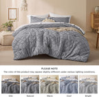 Bedsure Twin Comforter Set - Grey Comforter, Boho Tufted Shabby Chic Bedding for Kids, 2 Pieces Vintage Farmhouse Bed Set for All Seasons, Fluffy Soft Bedding with 1 Pillow Sham