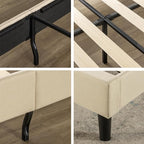 ZINUS Ibidun Upholstered Platform Bed Frame, Mattress Foundation, Wood Slat Support, No Box Spring Needed, Easy Assembly, Full, Beige