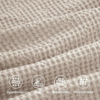 Bedsure Cotton Duvet Cover Set - 100% Cotton Waffle Weave Beige Duvet Cover Oversized Queen Size, GentleSoft™ and Breathable Bedding Set for All Season, 3 Pieces, 98"x98"