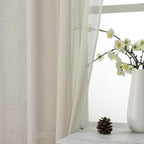 Aiyufeng Kirei Farmhouse Faux Linen Sheer Curtains 63 Inches Long, Light Filtering Solid Drapes for Window, 1 Pair Natural Linen Look Curtains Sheer for Bedroom (Set of 2, 40 by 63Inch, Natural)