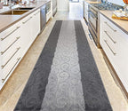 Custom Size Modern Runner Rug Carpet for Hallway Entryway Foyer Kitchen, Slip Resistant Latex Rubber Backed 31 inch Wide X Customized Length, Scroll Grey, 31 inch X 7 feet