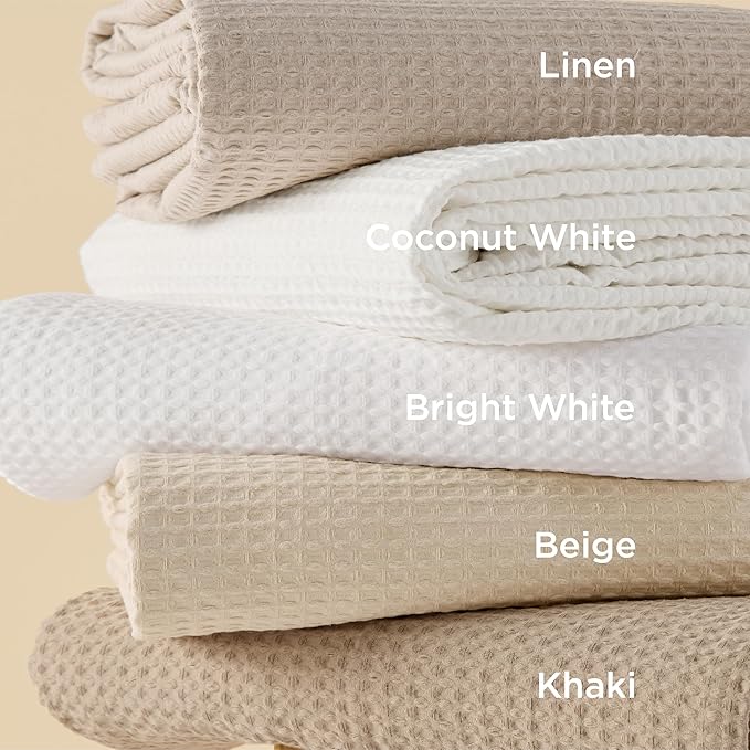 Bedsure Cotton Duvet Cover Set - 100% Cotton Waffle Weave Beige Duvet Cover Oversized Queen Size, GentleSoft™ and Breathable Bedding Set for All Season, 3 Pieces, 98"x98"