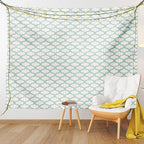 Ambesonne Ikat Tapestry, Mesh Patterns and Lines on Vintage Backdrop Retro Ikat Style Boho Print, Wall Hanging for Bedroom Living Room Dorm Decor, 40" X 60", Turquoise Cream