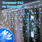 Toodour White & Blue Christmas Icicle Lights, 29.5ft 360 LED Icicle Lights, 8 Modes, 60 Drops, Window Curtain Led Christmas Light, Icicle Twinkle Light for Eaves, Party, Wedding, Xmas Decorations