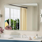 TETOTE Brushed Nickel Bathroom Mirror 40 x 30 Inch Brushed Nickel Metal Framed Bathroom Mirror, Tempered Glass, Modern Farmhouse Wall Mounted Mirror for Decorative(Horizontal/Vertical)