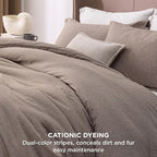 Bedsure Oversized Queen Comforter Set - Khaki Soft Bedding for All Seasons, Cationic Dyed Bed Set, 3 Pieces, 1 Oversized Queen Size Comforter (98"x98") and 2 Pillow Shams (20"x36"+2")