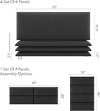 Vänt Upholstered Wall Panels - Queen/Full Size Wall Mounted Headboards - Weave Steel - Set of 4 Panels (Each Individual Panel 30"x11.5")