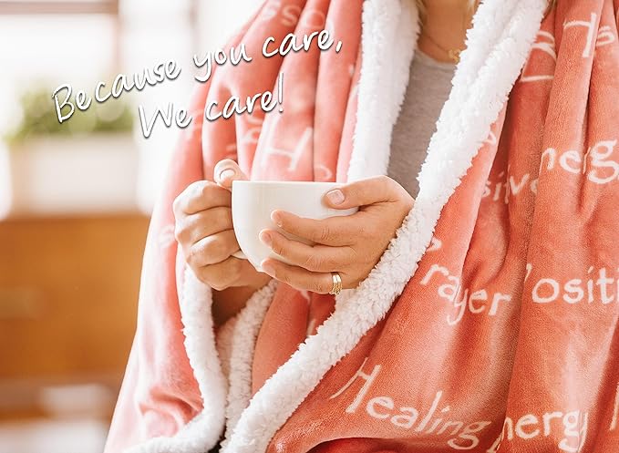 Chanasya Healing Warm Hugs Gift Throw Blanket - Sympathy Gift Breast Cancer Chemo Survivor Get Well Caring Gifts - Comfort Pink Gift Blanket for Love Support Women Grandma Friend - Rosetan