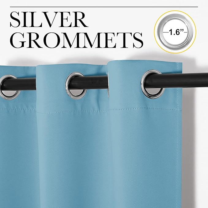 NICETOWN Teal Blue Blackout Curtains 40 inches Length for Kitchen, 2 Panels, 29" Wide, Thermal Insulated Decoration Drapes for Small Window