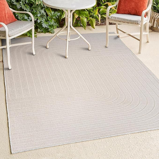 Eyely NCS101A-18 Scandinavian Odense Minimalist Angle Geometric Indoor Rug, Pet Friendly, Non-Shedding, Stain Resistant, Easy-Cleaning, Ivory/Cream, 12 ft. x 18 ft., Indoor/Outdoor, Area Rug