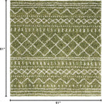 SAFAVIEH Arizona Shag Collection Area Rug - 5'1" Square, Green & Ivory, Moroccan Design, Non-Shedding & Easy Care, 1.6-inch Thick, Ideal for The Living Room, Dining, Bedroom (ASG741X)