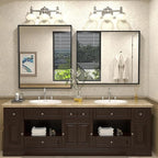 30x36 Inch Black Metal Framed Bathroom Mirror for Wall, Matte Black Rectangle Mirror with Square Corner, Anti-Rust, Shatterproof (Horizontal/Vertical)
