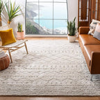 SAFAVIEH Arizona Shag Collection 5'1" Round Ivory/Beige ASG741A Moroccan Non-Shedding Living Room Bedroom Dining Room Entryway Plush 1.6-inch Thick Area Rug