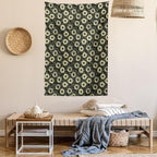 Lunarable Sunflower Tapestry Queen Size, Abstract Nature Inspired Illustration Bouquet Retro Composition, Wall Hanging Bedspread Bed Cover Wall Decor, Queen Size, Yellow Green