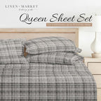 Linen Market Double-Brushed Patterned Microfiber Queen Sheet Set 4 Piece – Oeko-TEX Certified Ultra Soft & Wrinkle-Free - 16" Deep Pocket Sheets - Easy Care Queen Size - Polka Dot Gray