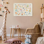 Alphabet ABCD Nursery Rectangular Canvas Banner-Boho Flag Wall Art for Boy Girl Kids,Above Crib Nursery Kindergarten Reading Room Playroom Decor-Baby Growth Stuff-Baby Shower Birthday Christmas Gift