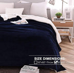 NANPIPER Sherpa Blanket - Super Soft Fuzzy Flannel Fleece/Wool Like Reversible Velvet Plush, Thick Warm for Winter (Twin Size 60"x80", Navy Blue)
