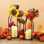 Perfnique Modern Farmhouse Lantern Decor, 15'' 13'' Set of 2 Black Metal Lantern, 2 LED 6hr Timer Flameless Candles ＆ Remote Timer, Lanterns Decorative for Outdoor, Home, Indoor, Patio, Christmas
