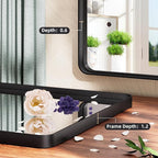 Hasipu Black Bathroom Wall-Mounted Mirror 59x39 Inch Rounded Rectangle Vanity Mirror Metal Framed Wall Mirrors Anti-Rust Surface Mount (Hangs Horizontal or Vertical)