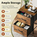 WLIVE Night Stand, Small 2 Drawer Dresser, Nightstand with Fabric Bins for Bedroom, Closet, Dorm, Rustic Brown Wood Grain Print, 11.8" D x 15.7" W x 20.9" H