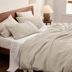 Bedsure Cotton Duvet Cover Set - 100% Cotton Waffle Weave Beige Duvet Cover Oversized King Size, GentleSoft™ and Breathable Bedding Set for All Season, 3 Pieces, 120"x98"