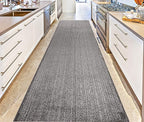 Custom Length Cut to Size Wide Width Carpet Runner Rug for Hallways, Skid Resistant Latex Rubber Backed, 31 inch Wide X Customized Length, Stripe Grey, 31 inch X 22 feet