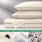 Twin Sheets by Pure Bamboo, Genuine 100% Organic Viscose Derived from Bamboo Bed Sheet Set, Luxuriously Soft & Cooling, Double Stitching, Lifetime Quality Promise (Twin, Ivory)