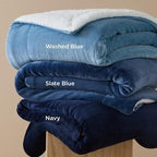 Bedsure GentleSoft Sherpa Fleece Oversized Cal King Blankets for Bed - Thick and Warm Throw for Women and Men, Soft Fuzzy Plush Large Blanket for Winter, Slate Blue, 112x98 Inches
