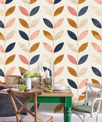 Removable Peel 'n Stick Wallpaper, Self-Adhesive Wall Mural, Rose Gold Blue Floral Pattern, Nursery Baby’s Room Decor • Scandinavian Design (24"W x 84"H Inches)